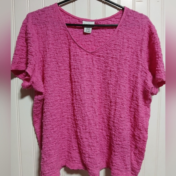 Jaclyn Smith Fuchsia Textured Short Sleeve Top XL - Picture 1 of 2